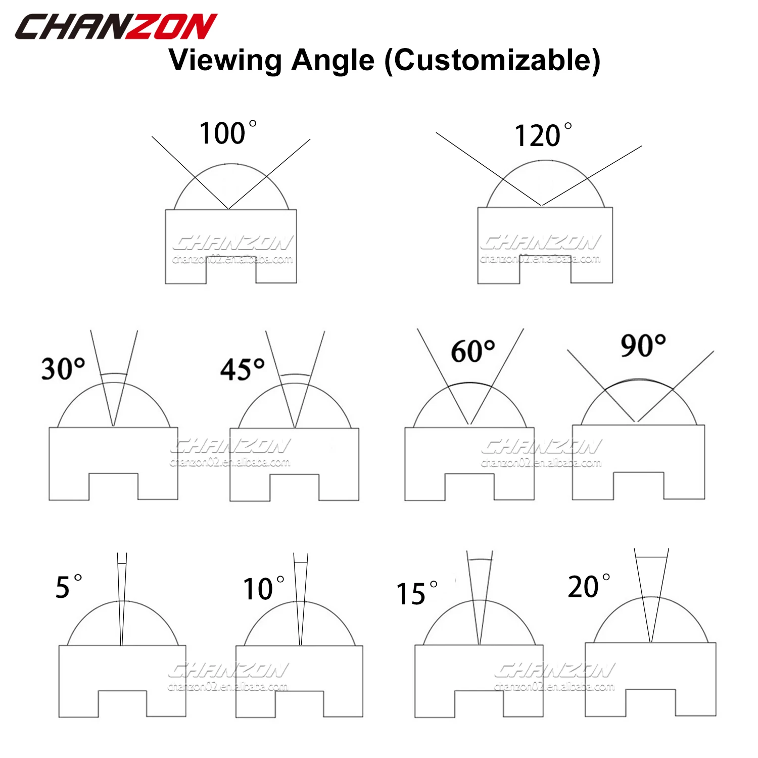 Customizable 44mm 57mm 77mm 100mm LED Chip Lens PMMA Glass Optical Reflector Collimator 30 60 90 120 Degree  For high power Cob