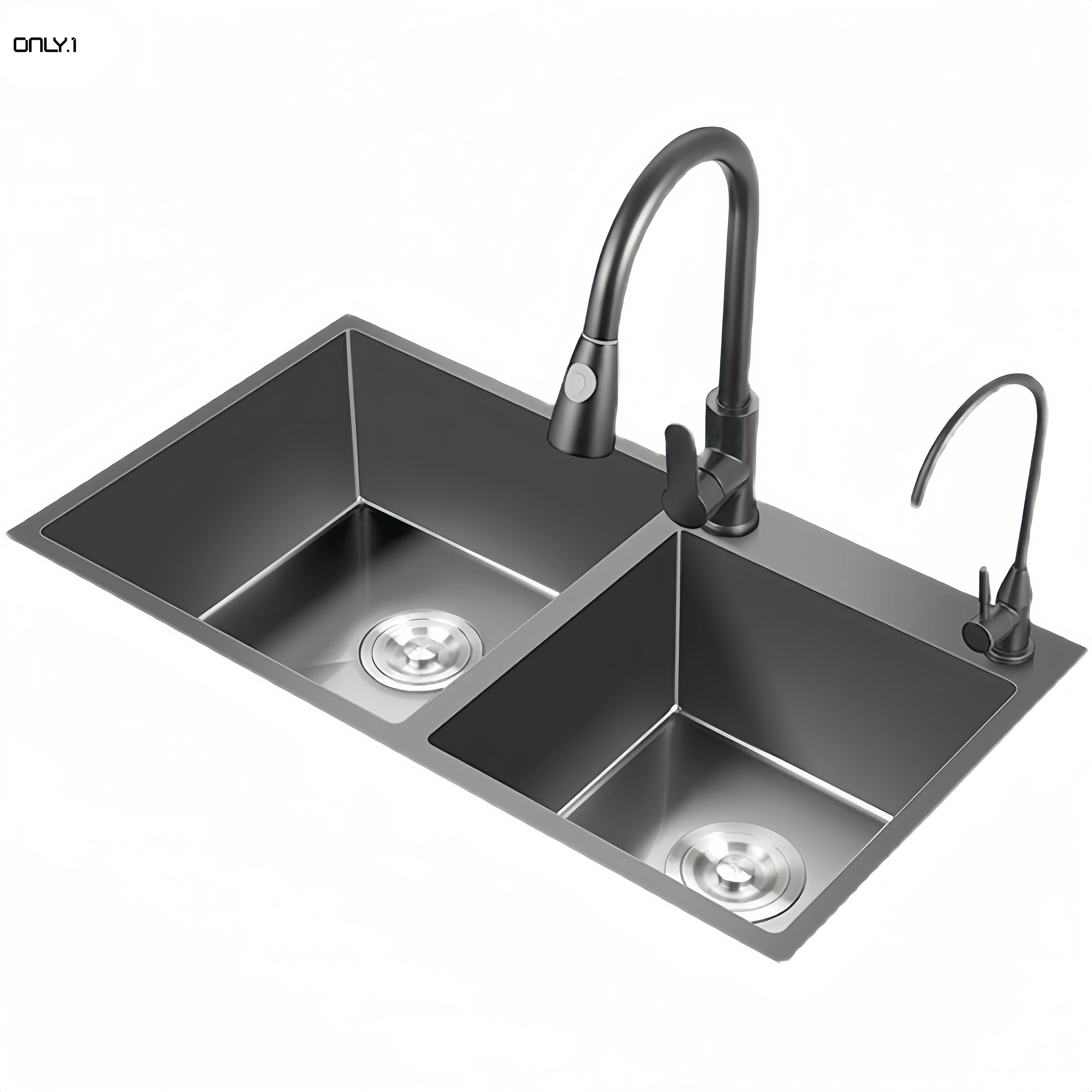 China Factory Price Double Bowl Stainless Steel Kitchen Sink Kitchen Counter Sink With Drainboard