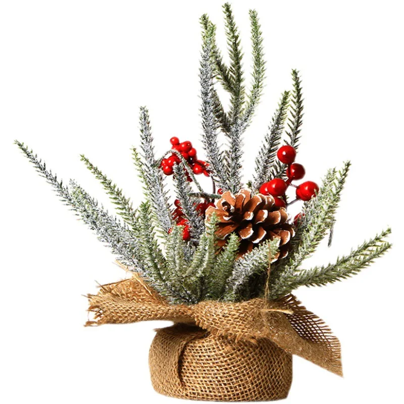 Desktop Christmas Tree 30cm Festival Decoration Material PE Scene Beautiful Ornament Snowfall Pinecone