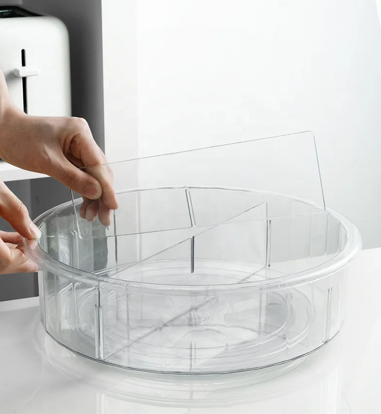  LS0011 Multi-Functional Round Rotating Transparent With clapboard Kitchen Turntable Cosmetic Storage Lazy