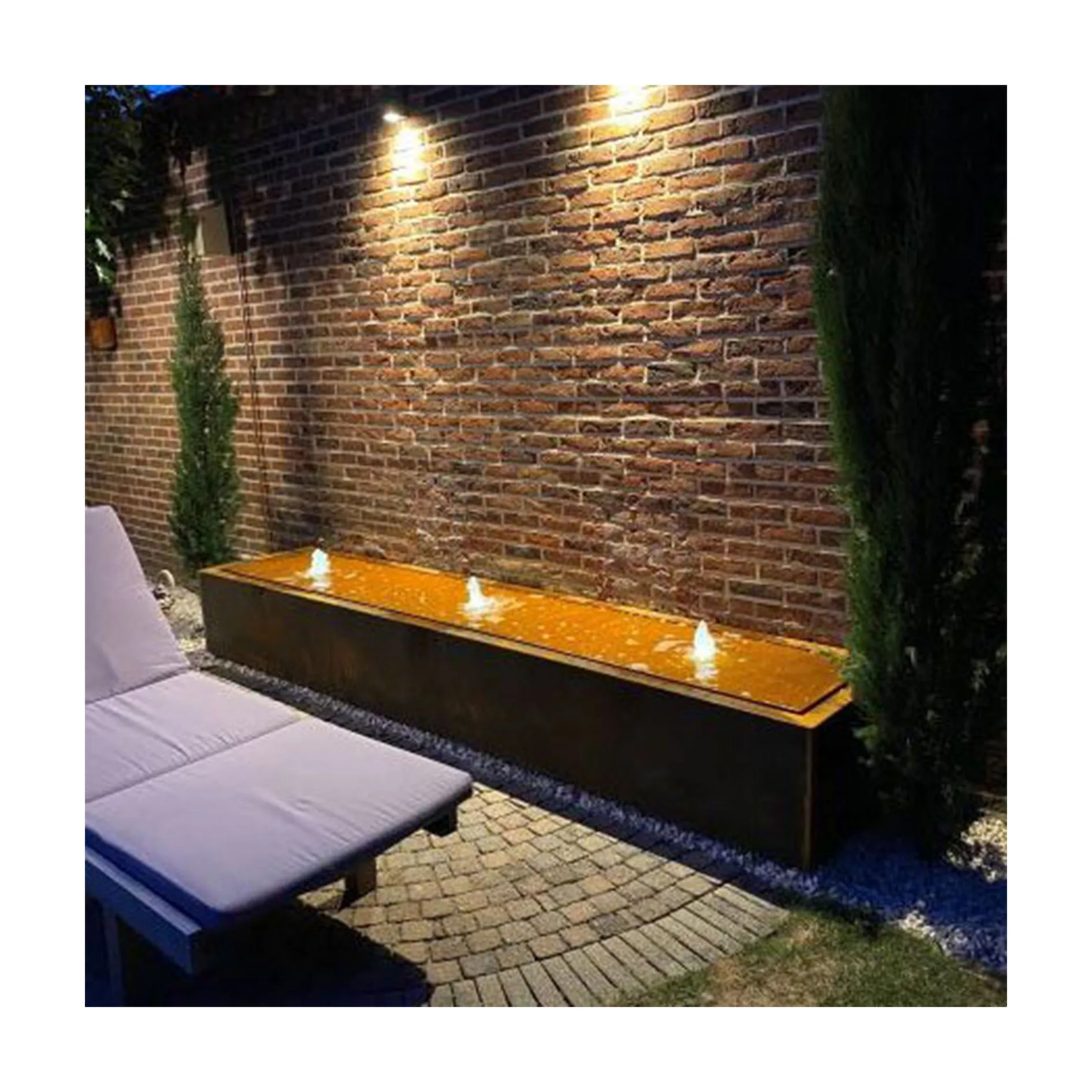 Home Decoration Steel Water Fountain garden water feature with LED lights