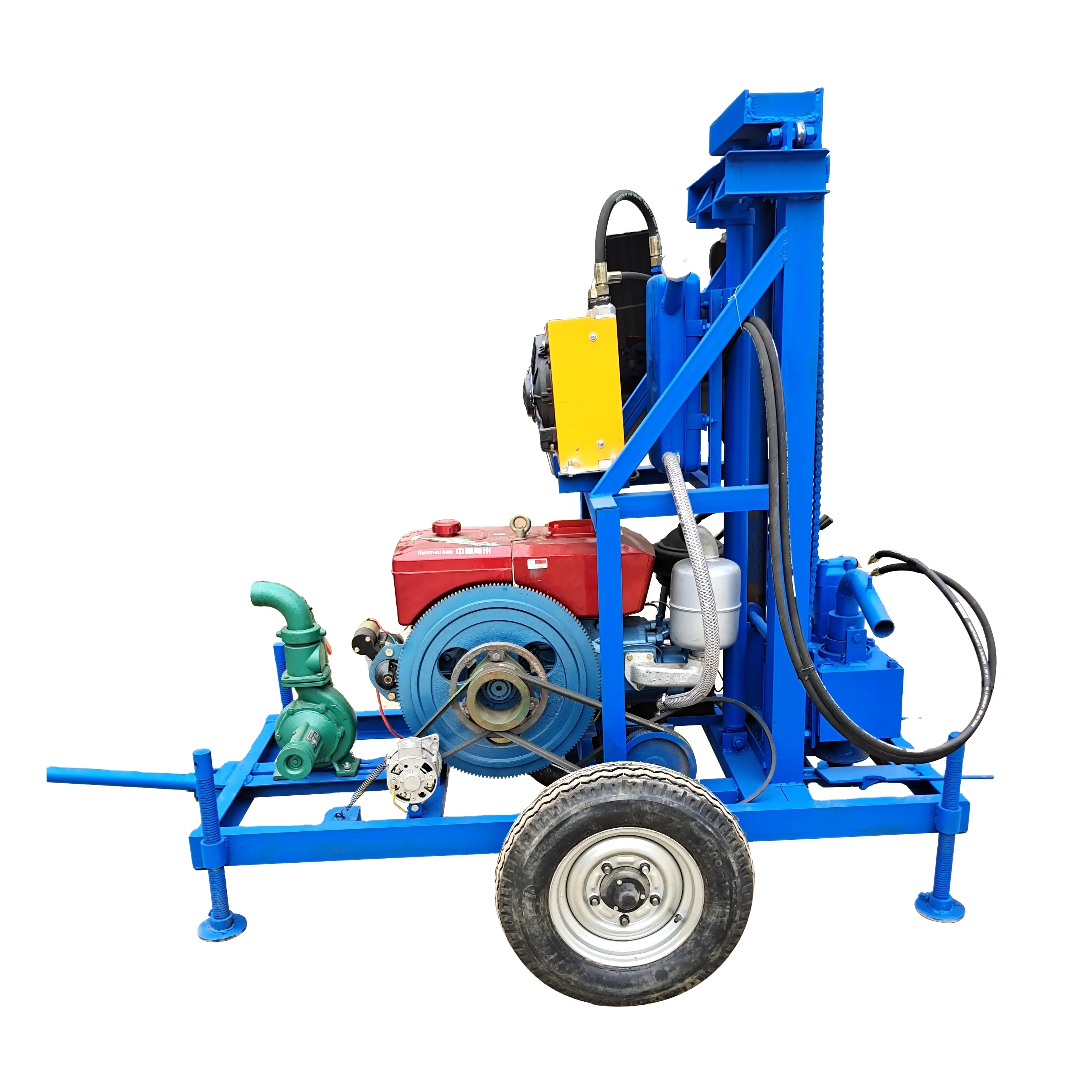 Portable trailer mounted  Diesel oil water well drilling rig hydraulic water well drilling machine for Drilling operation