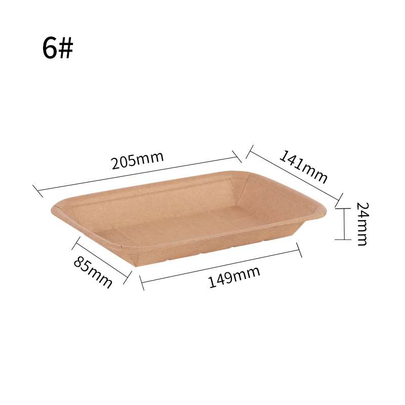 Food grade kraft paper disposable snack hotdog street food plate trays