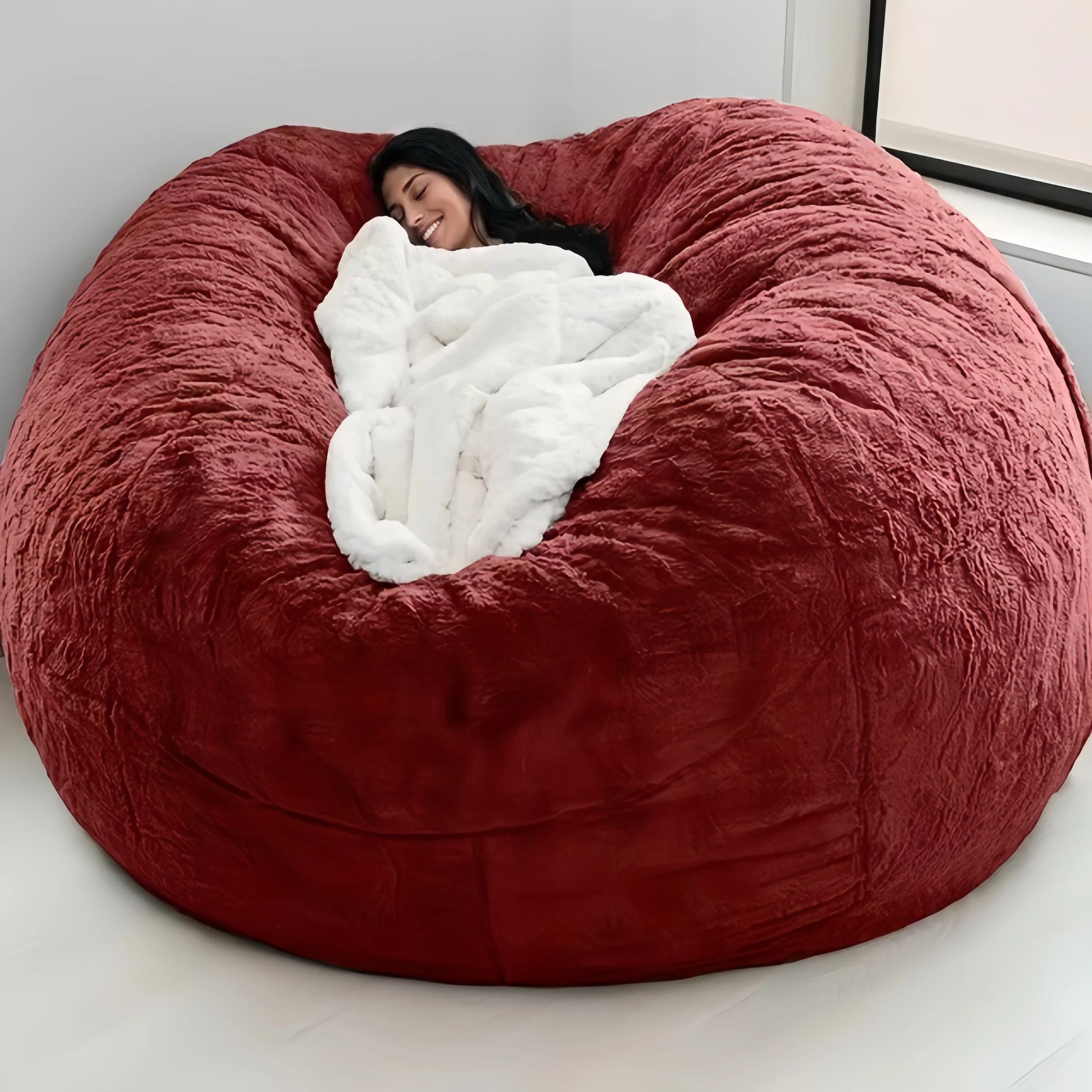 wholesale hot selling fluffy lazy floor sofa cushion giant fur bean bag chair cover for kids adults fabric cover leisure sofas