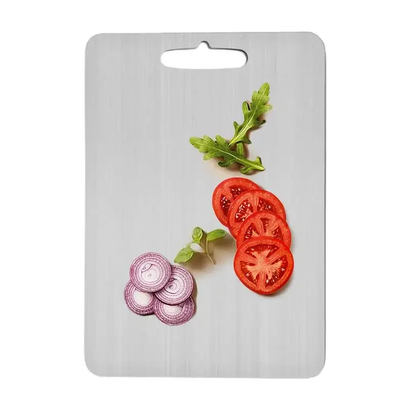 Cooking Outdoor Double-Sided  Portable Food Grade 201 stainless steel Chopping Mat Titanium Cutting Boards Kitchen