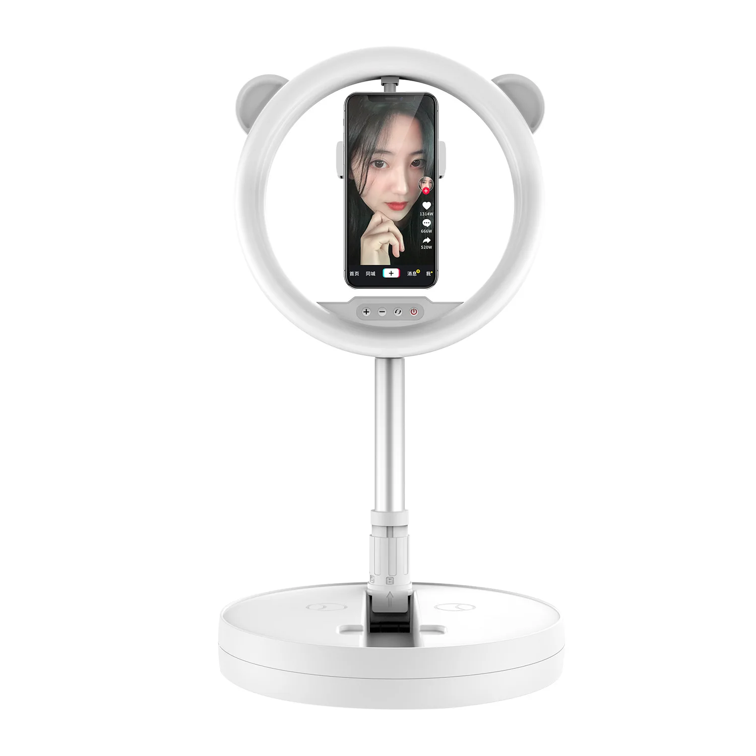 
G2 28cm Pink Ring Light Touch Control 3 Color Portable Retractable Stand Fill Light for Youtube Live Vlog Video 