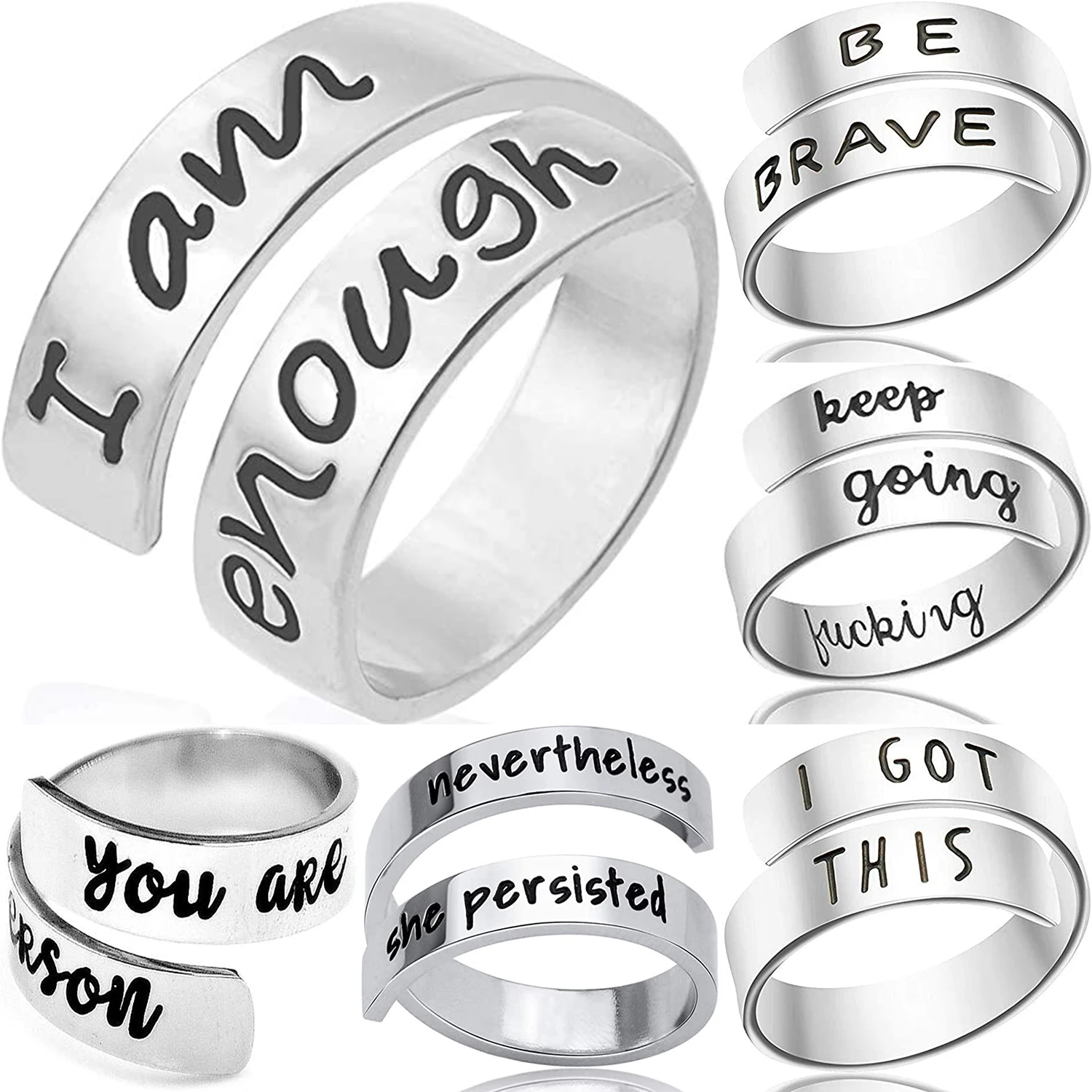 Custom Adjustable Spinner 18K Gold Plated Encarved Hug Jewelry Women Sterling Silver 925 Couple Cheap Graduation Rings