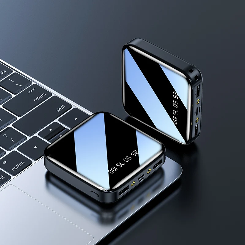 2022 Ready to Ship Mini Portable Mirror Powerbanks 10000mah Power Banks Mobile Charger 20000mah Bank With LED