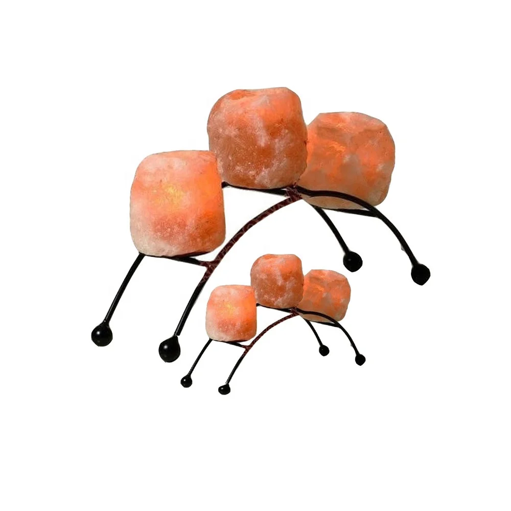 Enhance Your Space with Himalayan Natural Pink Salt Lamp Held in Top-Grade Iron Basket Candle Holder by Sian Enterprises