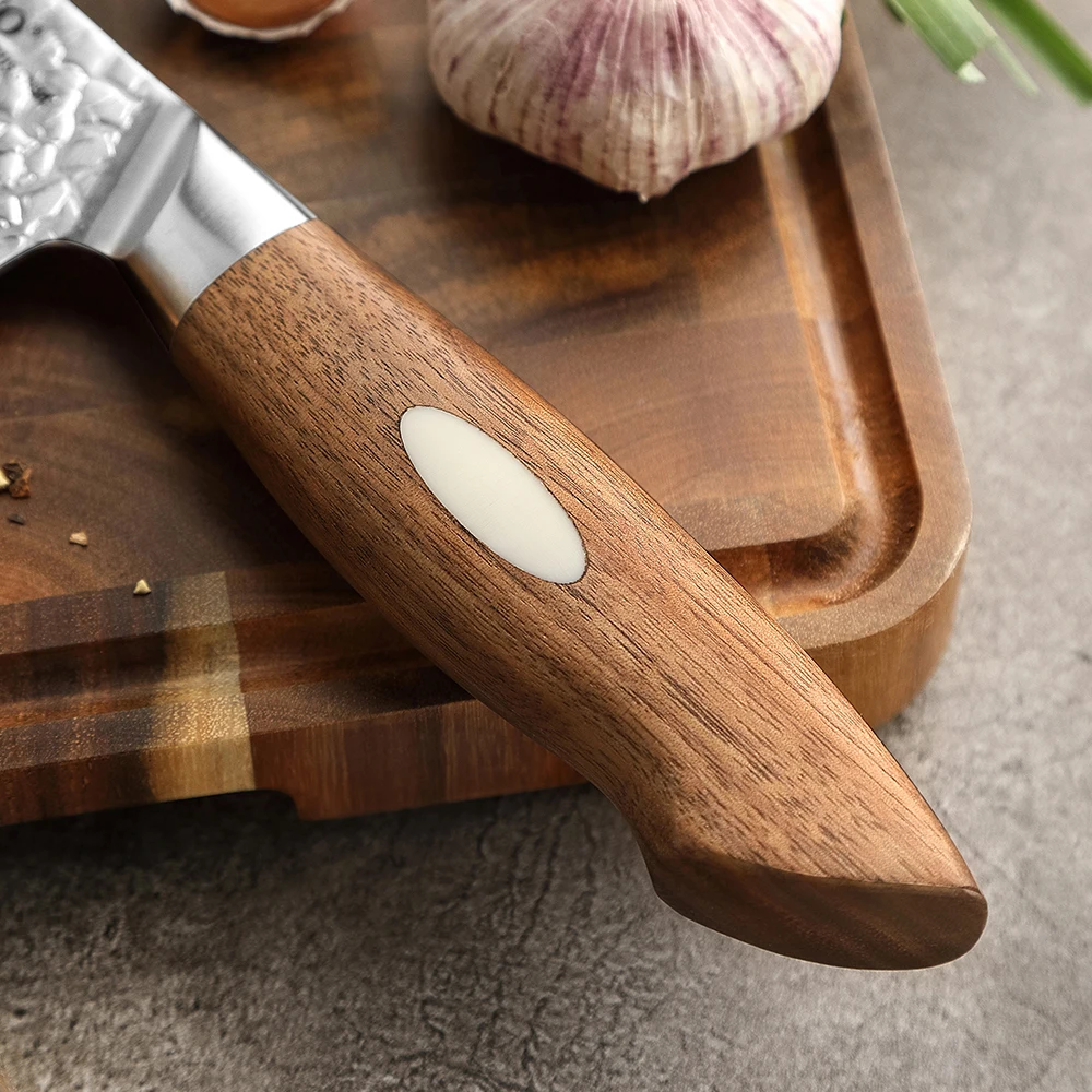 New 8Pcs Original Japanese AUS10 Damascus Steel Walnut Wood Handle Professional Kitchen Chef Knife Set with Holder