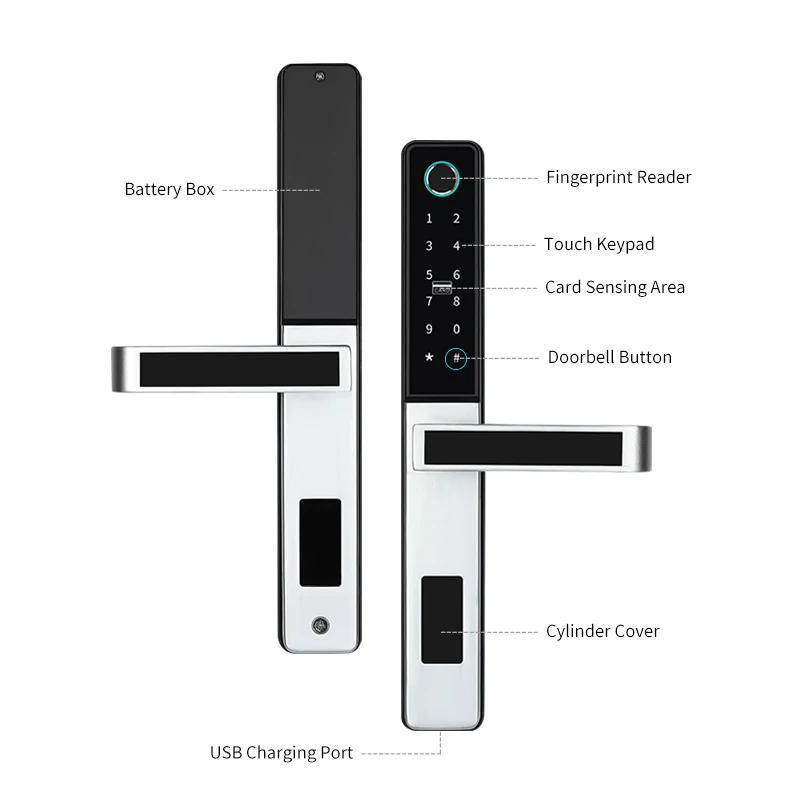 European Standard Aluminium 3585 mortise Digital Smart Door Lock Tuya App Fingrint Lock