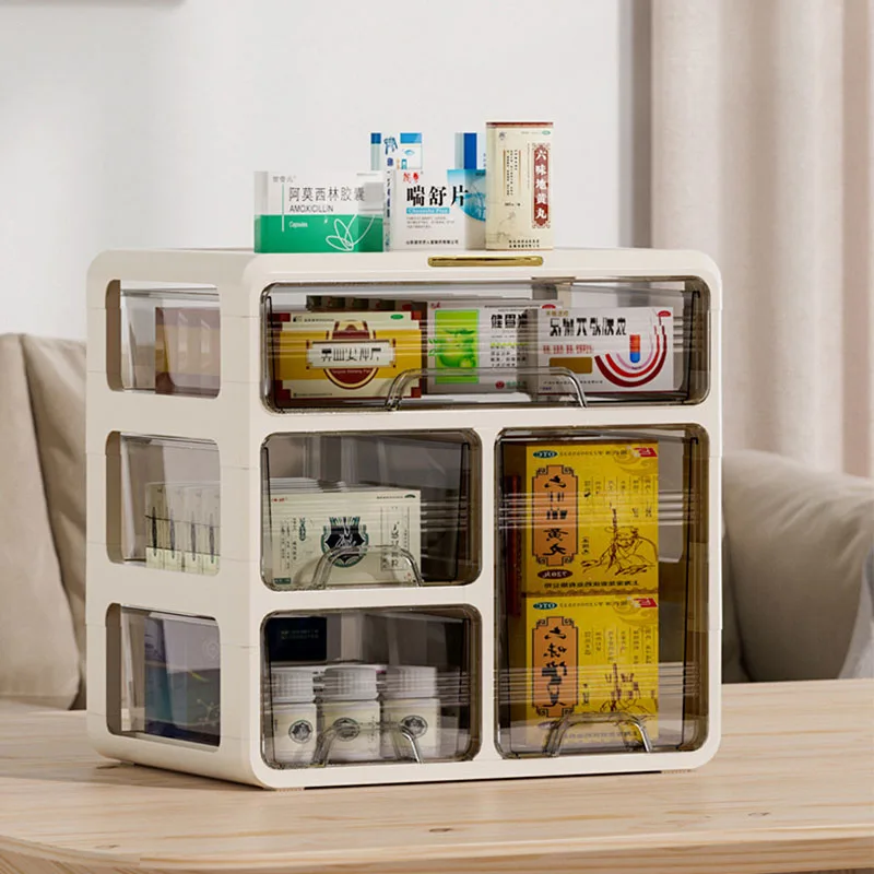 Sesame Household Medicine Classification Storage Box Drawer Type Storage Cabinet For Commonly Use Medicines Multifunctional Bin