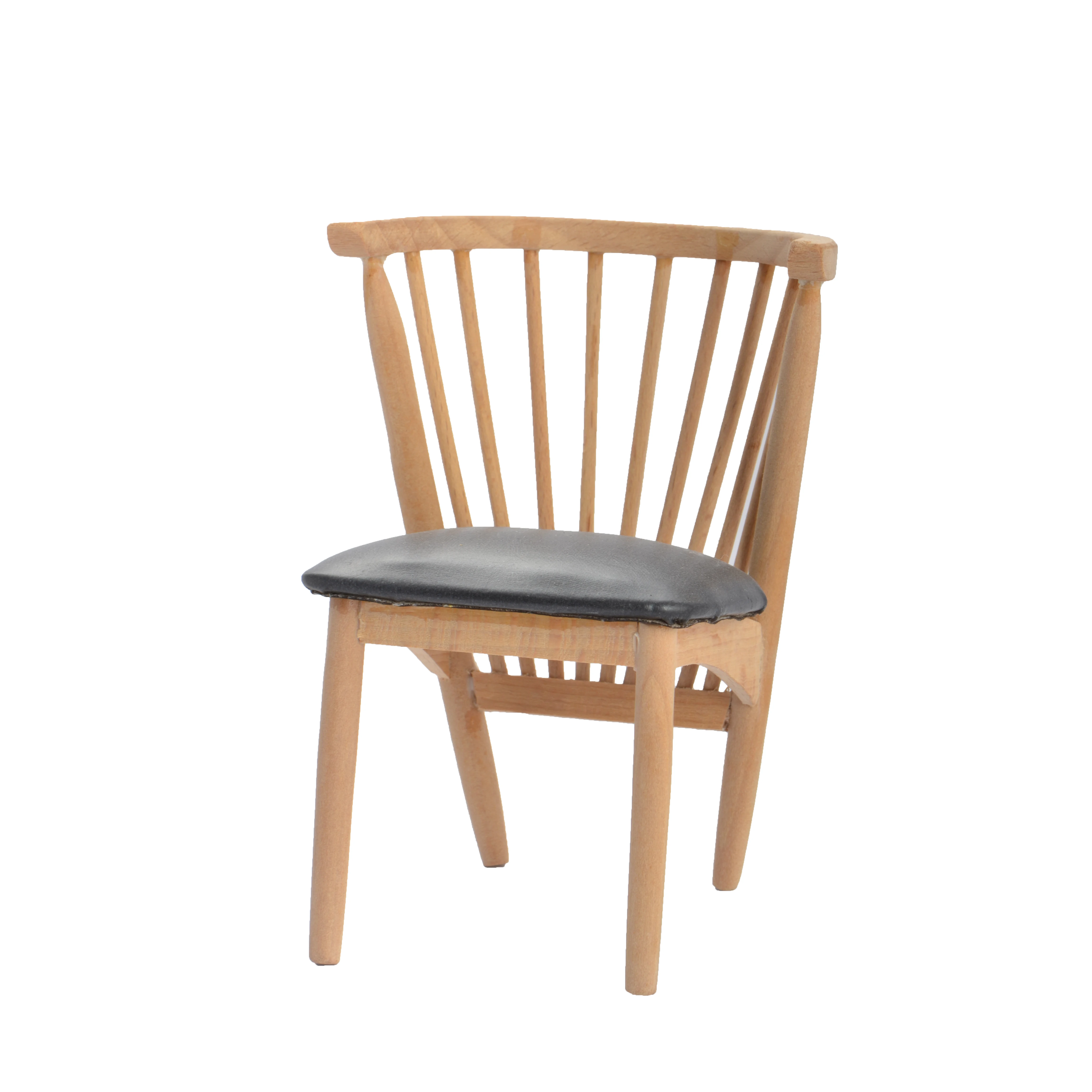 Doll House chair Miniature Furniture 1:6 1:12 mini wood & leather chair accessories