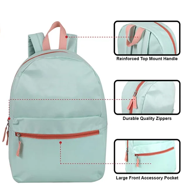 Wholesale Girls Backpack with Logo Pattern PVC Lining and Zipper Closure Waterproof Travel School Bag with Soft Handle Strap