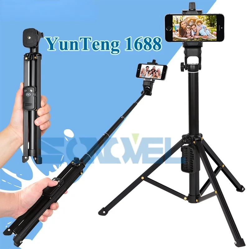 3 in 1 Yunteng 1688 Bluetooth Remote Shutter Portable Handle Selfie Stick Mini Table Tripod For IOS Android Iphone Samsung Gopro