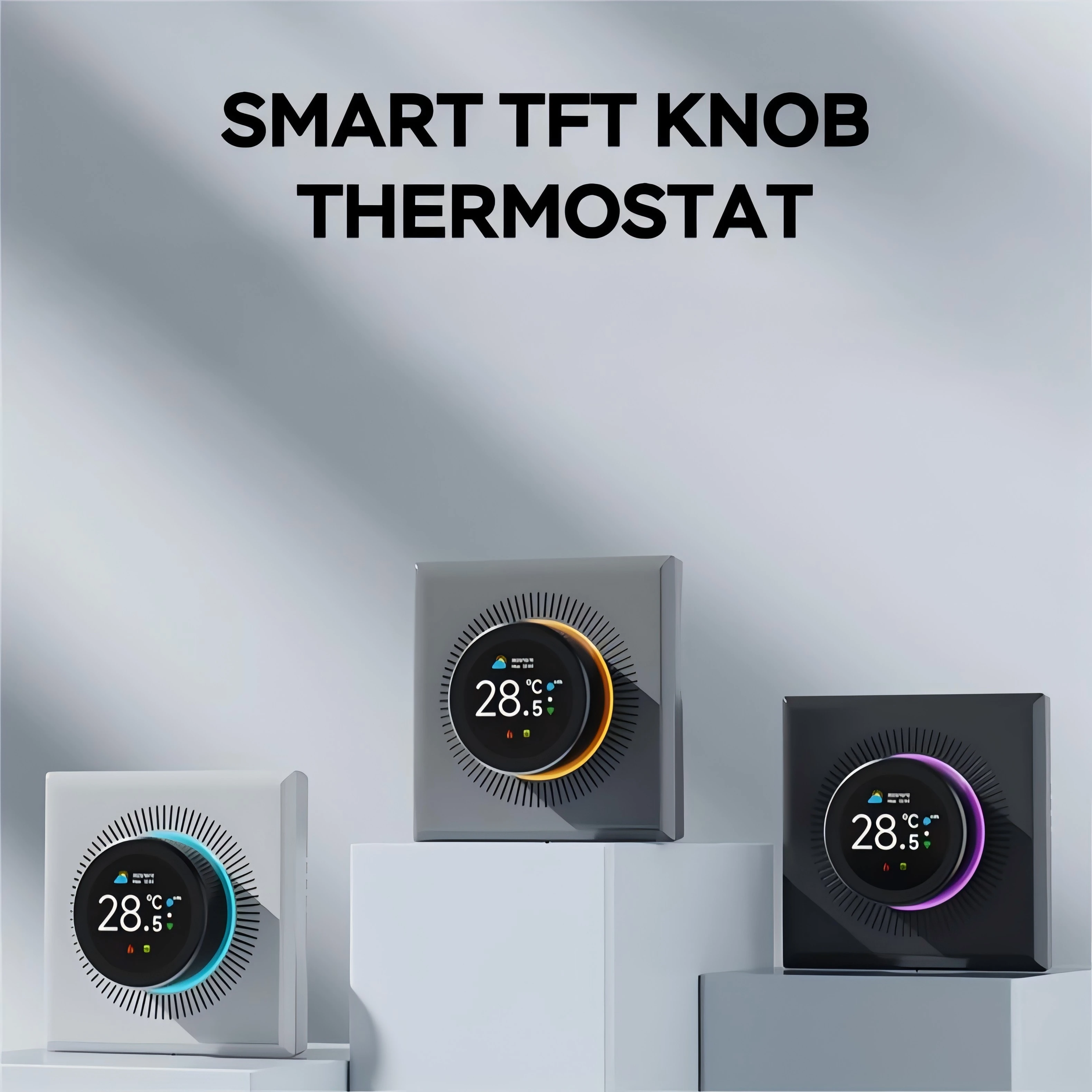 Modern Design Indoor Temperature Controller Knob Thermostat for Smart Home Alexa Voice & App Remote Control WiFi Connectivity