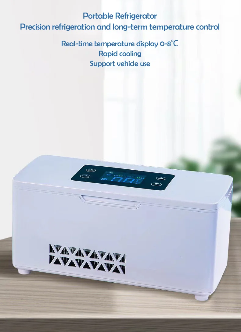 12v Mini Fridge with Temperature Control Portable Insulin Refigerador Refrigeration Insulin Cooler Box for Travel