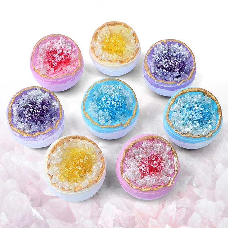 Sparkle Adult Sea Salt Galaxy Shimmer Gemstone Bubble Fizzers Ball Holiday Gift Set Glitter Quartz Geode Gem Crystal
