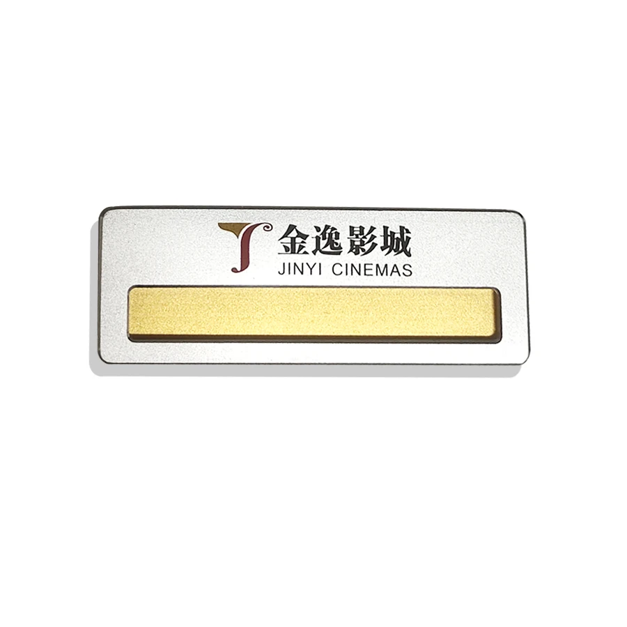 wholesale brooch name badges round pin gold plated latest design nameplate metal