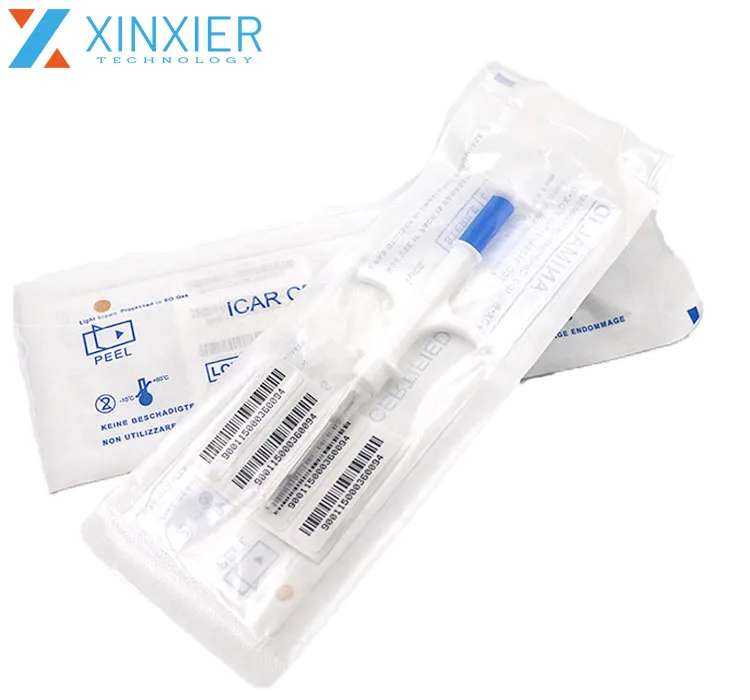 134.2KHz Animal Microchip RFID Dog Implant Animal ID Chip with 15 Numbers Barcode Sticker