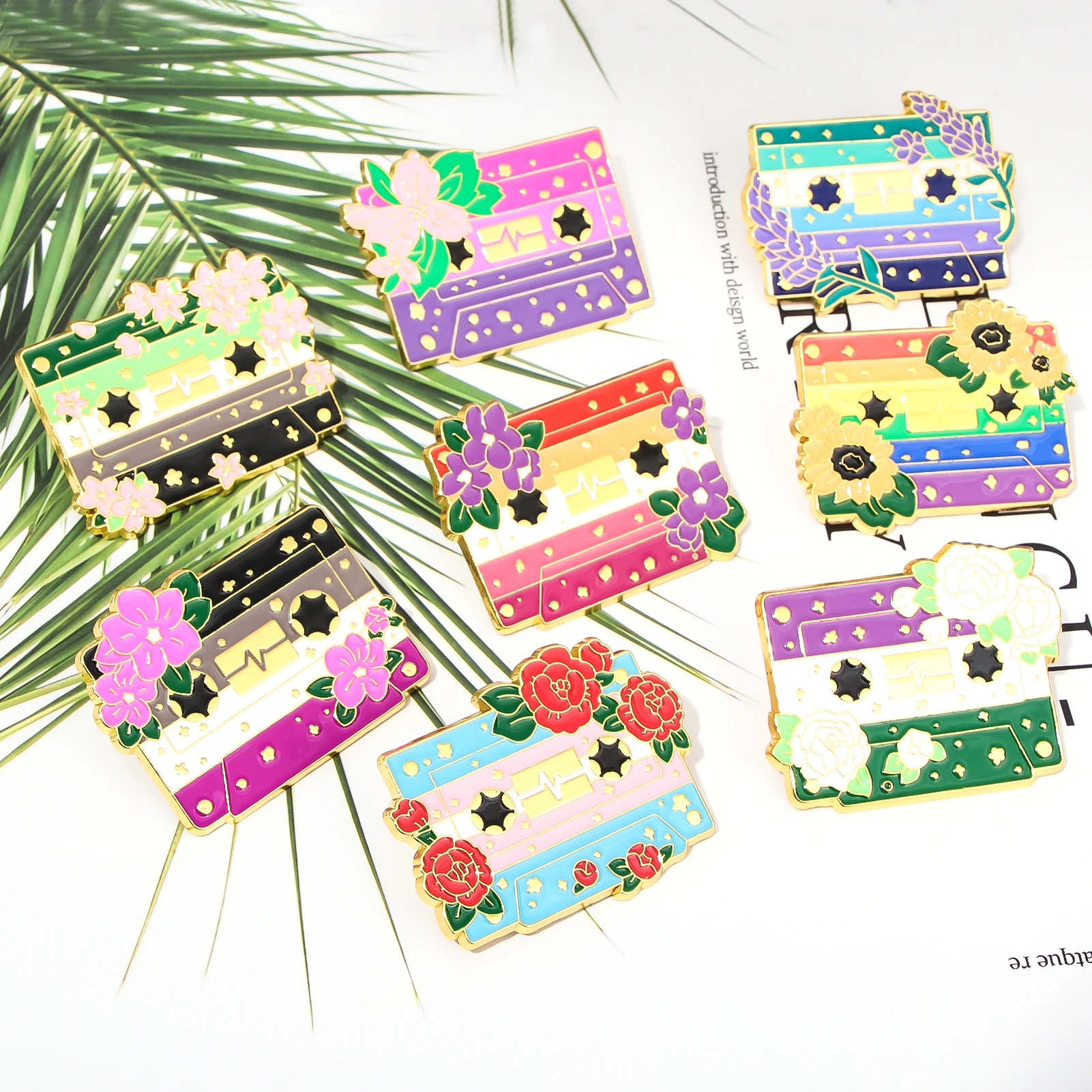 Tape Flower Art Colourful Brooch Badge Enamel Pin Fashionable Clothing Decoration Gifts