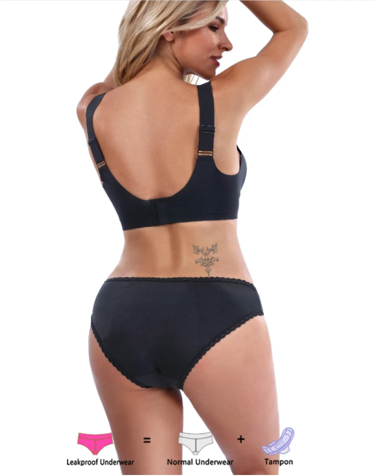 New Cotton Eco-friendly Fabric Solid Color Period Panties For Women Bikini Leak Proof Menstrual Underwear