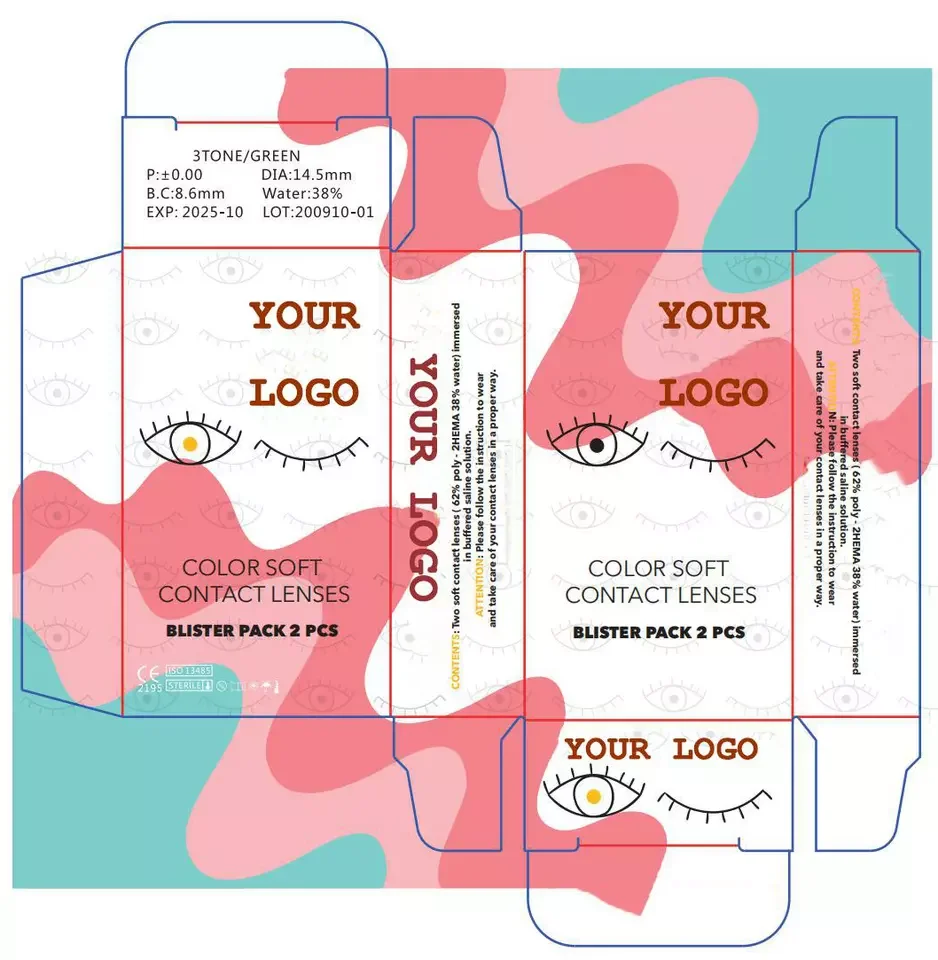 Оптовая продажа косметических корейских цветных футляров для контактных линз индивидуальный дизайн футляры для контактных линз