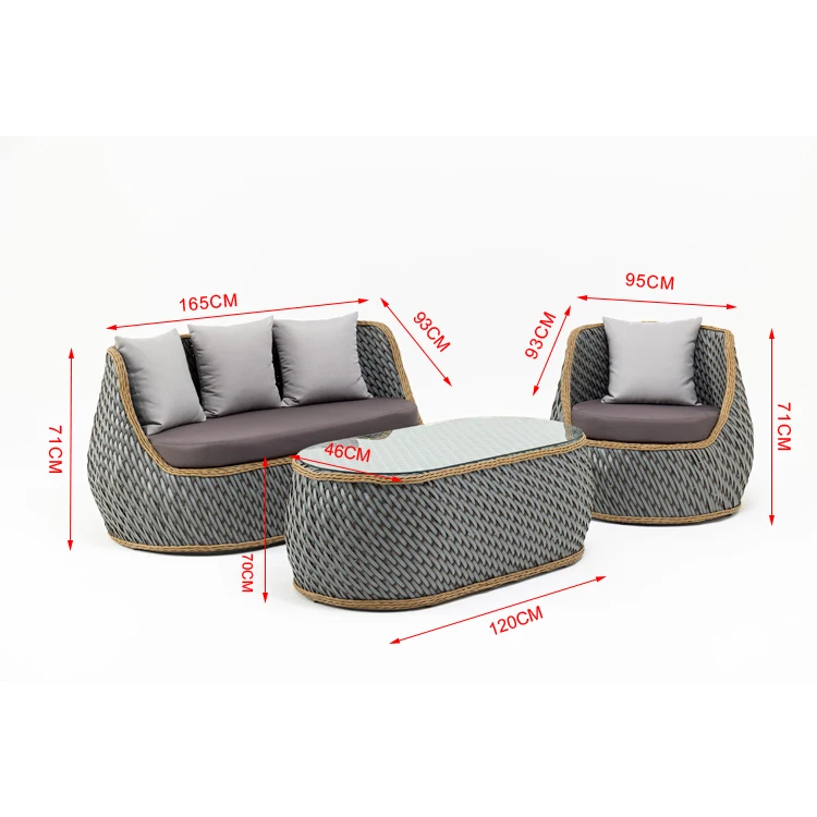 Popular hotel patio furniture outdoor garden rattan sofa set