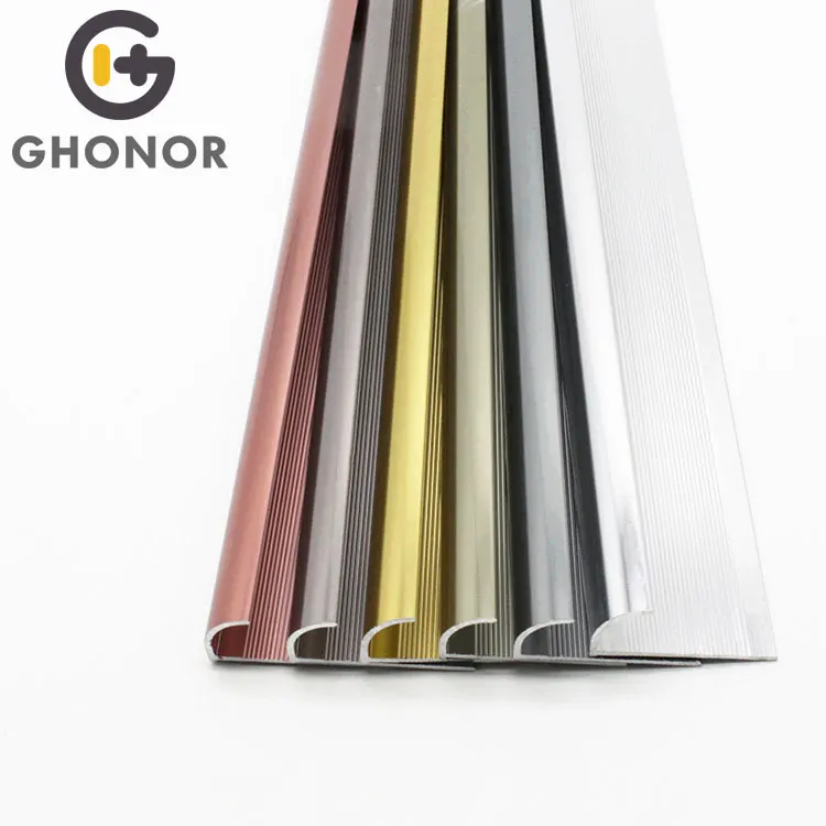 Ghonor Multi Color Decorated Edge Metal Aluminium Profile Porcelain Tile Trim Decorative Wall Corners