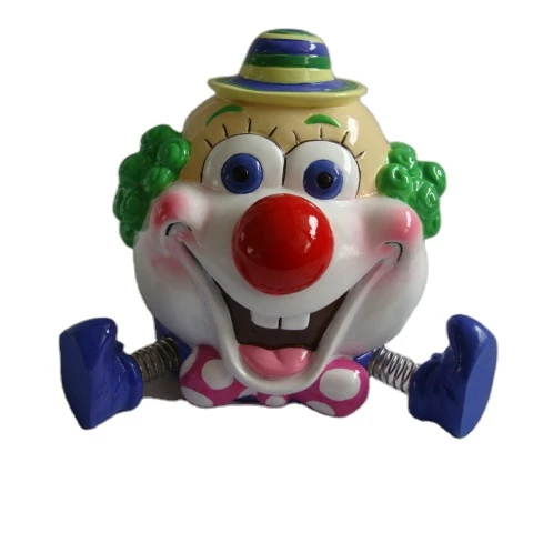 plolyresin cute clown  with spring legs money bank decoration gift for kids