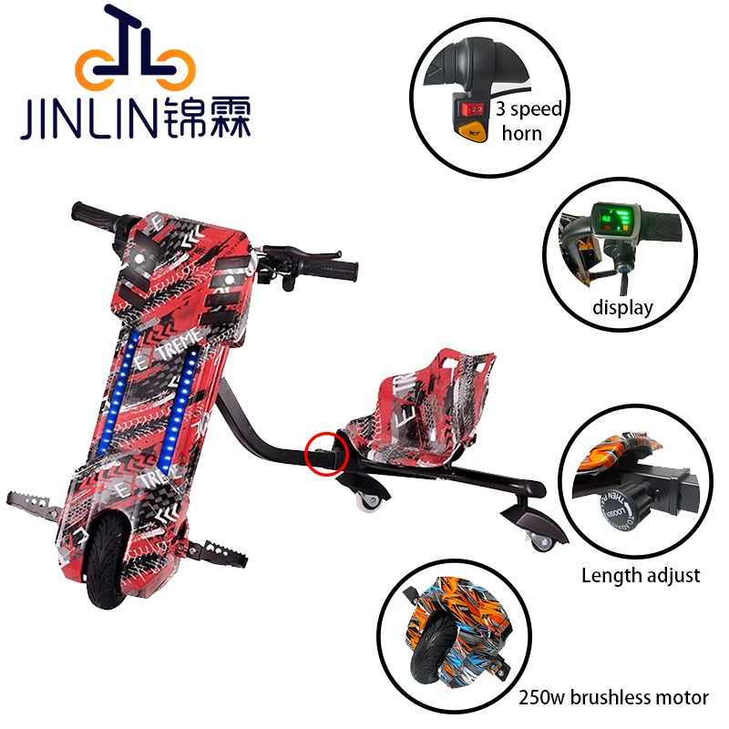 High Quality 3 Wheel Electric Drift Scooter Drifting Trike Scooter Kick Scooter For Kids
