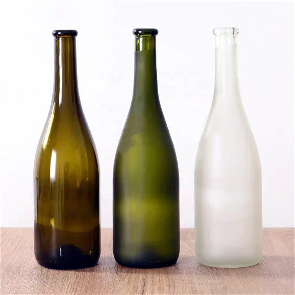 Wholesale Brown Dark Green Clear Wine Bottle 750ml 1000ml California Burgundy Champagne Glass Sparkling Red Wine Bottle