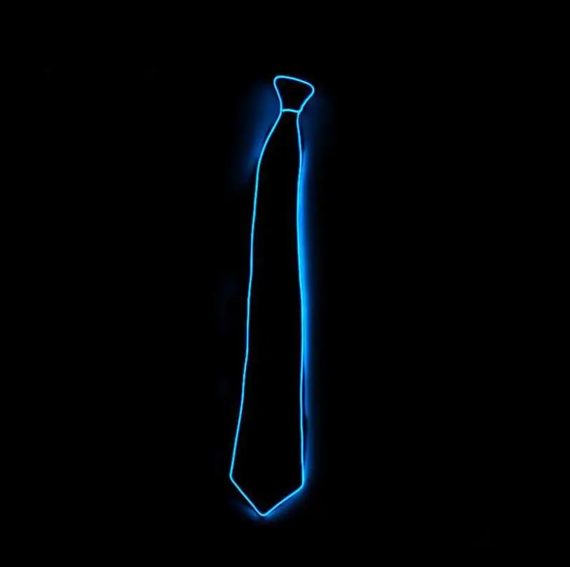 Rave LED Necktie Adjustable Glow Neon Party EL Light Up Tie Novelty Costume Props