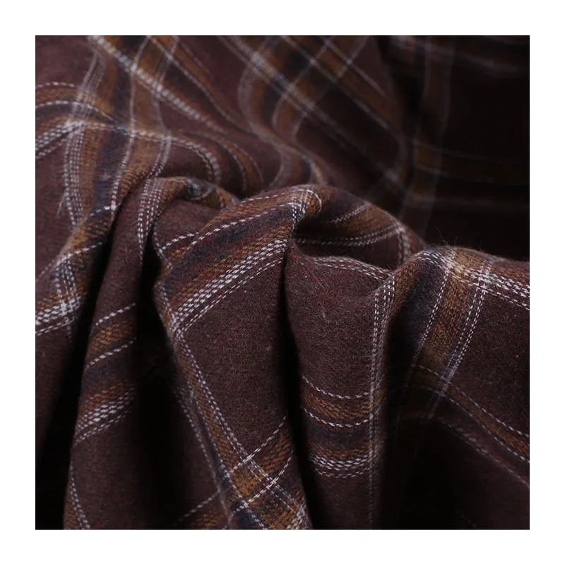 Woven breathable 16S 21S brushed polyester cotton yarn dyed flannel check plaid fabric for mens woman shirting pajama