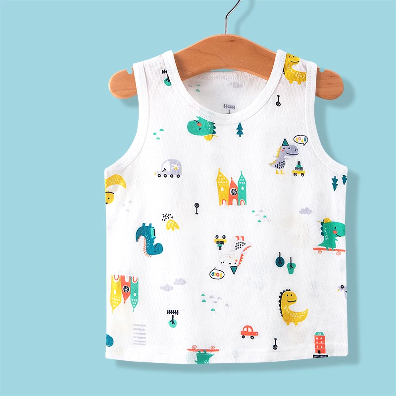 
one piece summer thin section 100% cotton infant knit vest for baby boys girls round neck vest outer wear 