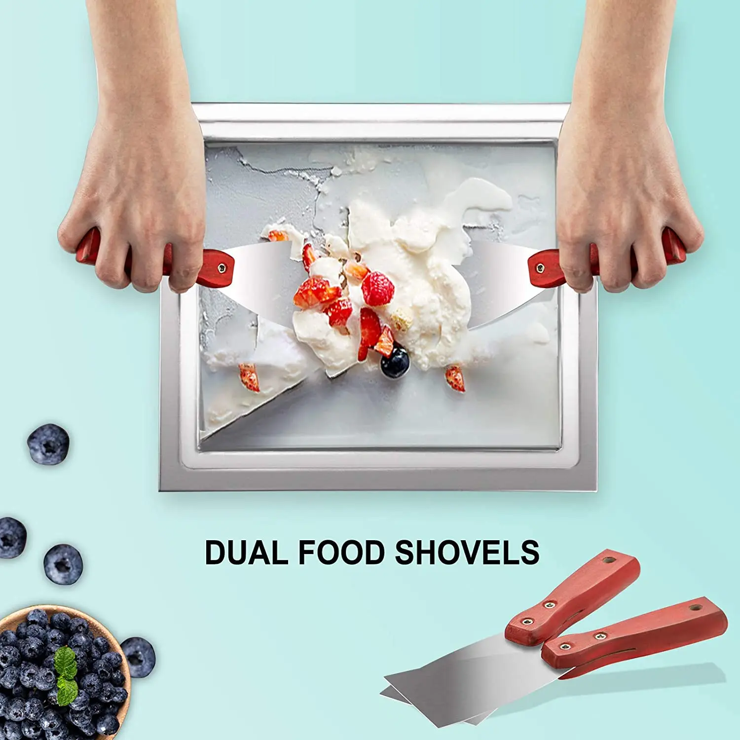 2020 Hot Sale Commercial Stainless Steel Double And Single Flat Pan Roll Fry Ice Cream fried ice cream machine