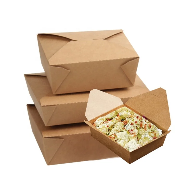 Disposable Kraft Lunch Box For Fast Food Packaging Take Away Food Container Paper Boxes