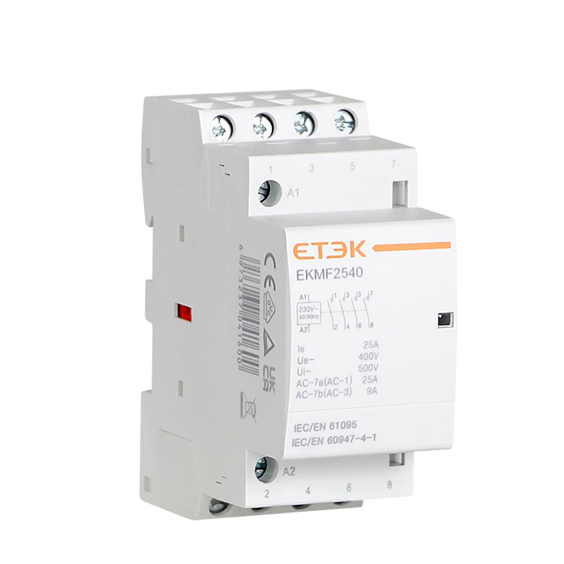 ETEK EKMF 4P 25A 40A 63A 100A 2NO+2NC Coil 24VAC 110VAC 230VAC Modular Contactor with TUV CB test report CE Approval