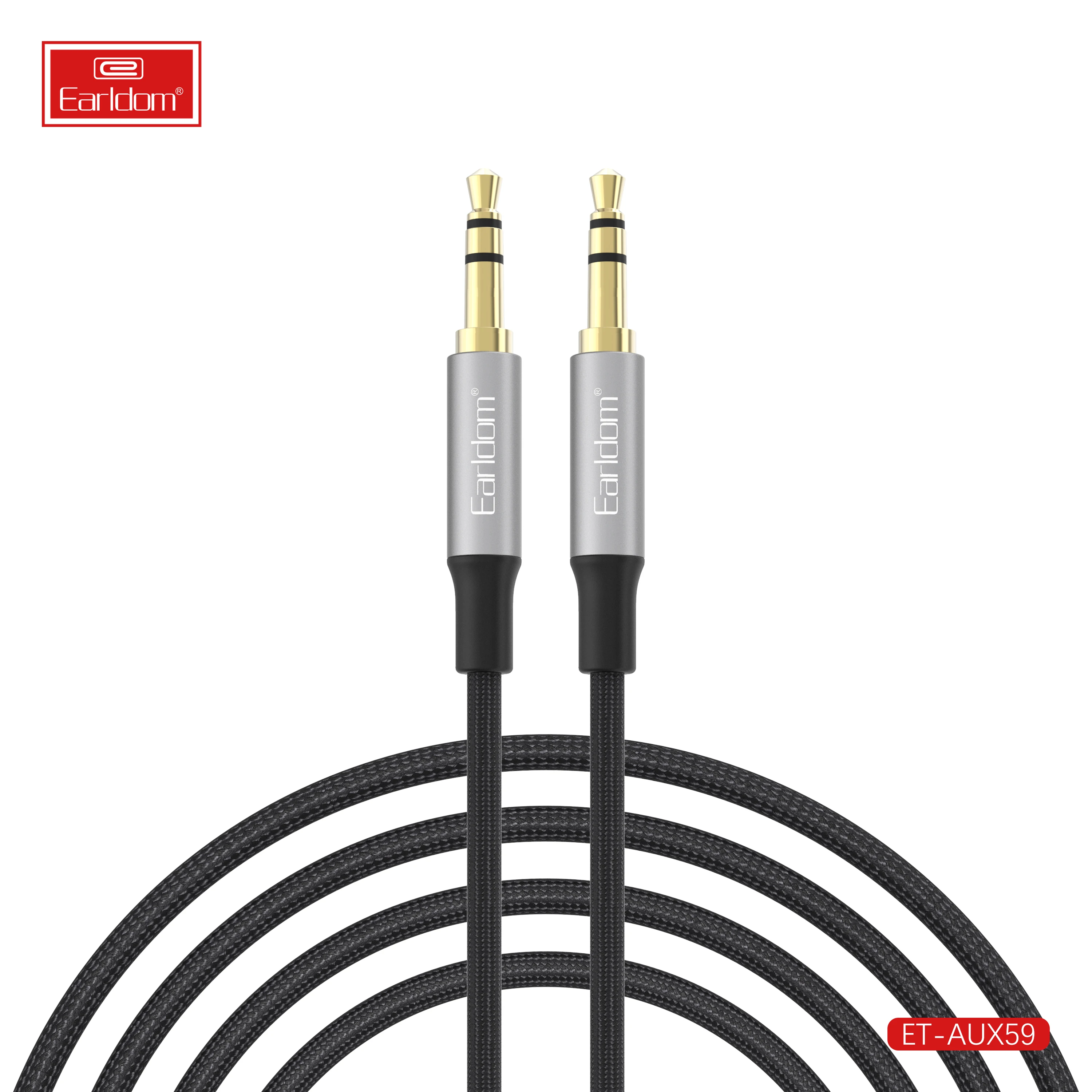 Earldom Nylon Braided Professional 3 Pole 3.5MM Auxiliar Auxiliary Stereo Headphone Jack Aux Audio Speaker Cord Cable Kabel