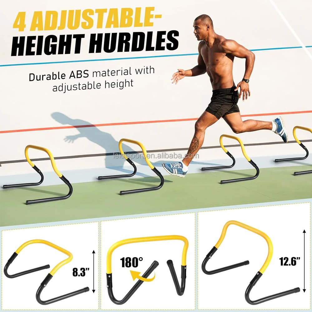 Agile Speed Training Equipment Set -20 Foot Speed Ladder, 12 Cones, 4 Adjustable Hurdles Jump Rope, Parachute Football Equipment