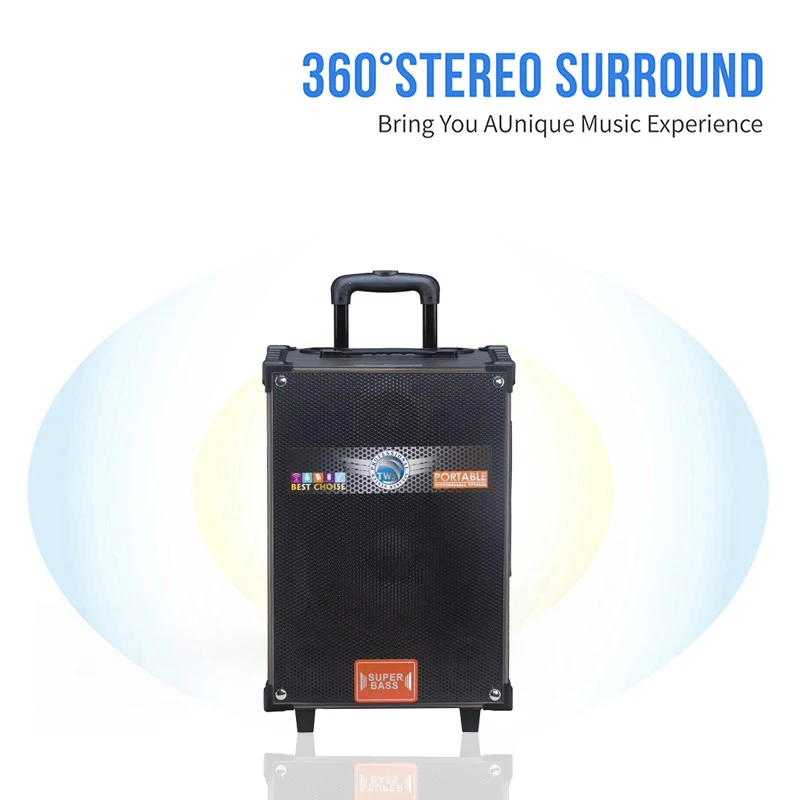 LT-908 Wooden Trolley Portable Bluetooths Speaker Concert DJ KTV Karaoke Mobile Phone Audio Player Mic Box Included