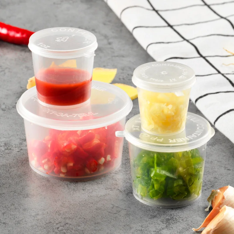 Одноразовый Пластиковый Герметичный пищевой контейнер с крышкой 2 унции