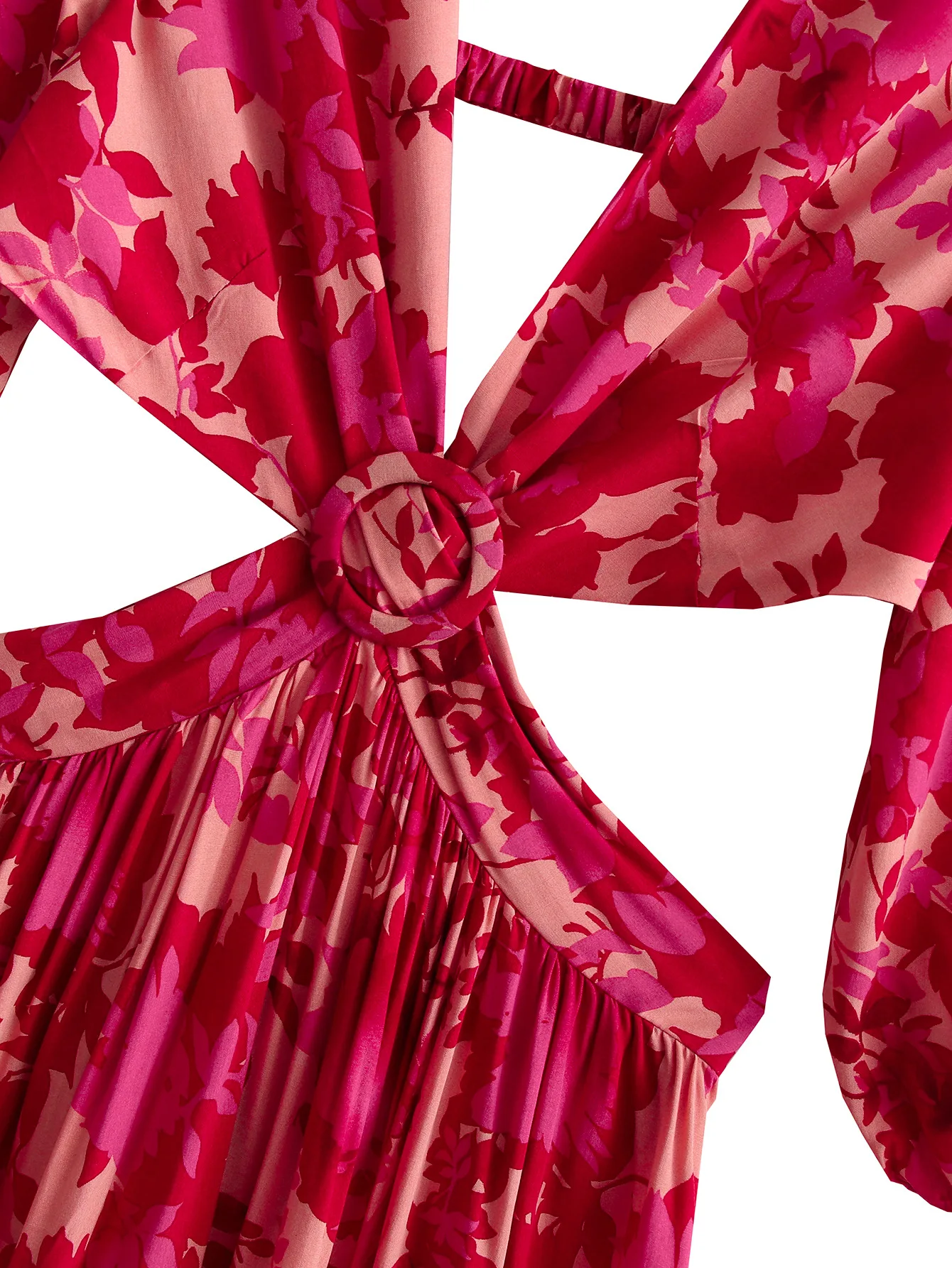 Red Women Floral hip wrap Sexy Wear Sexy Women Irregular printed hollow out Dresses