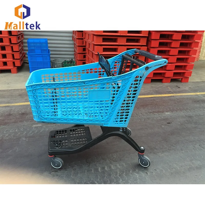 Customized Grocery Store  Foldable   Rure Plastic Shopping Trolley Cart