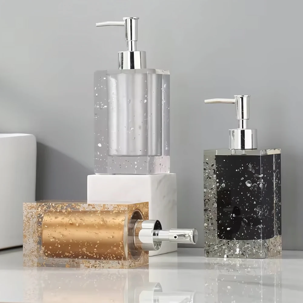 Hotel bathroom luxury crystal polyresin shampoo shower gel lotion soap dispenser bottle