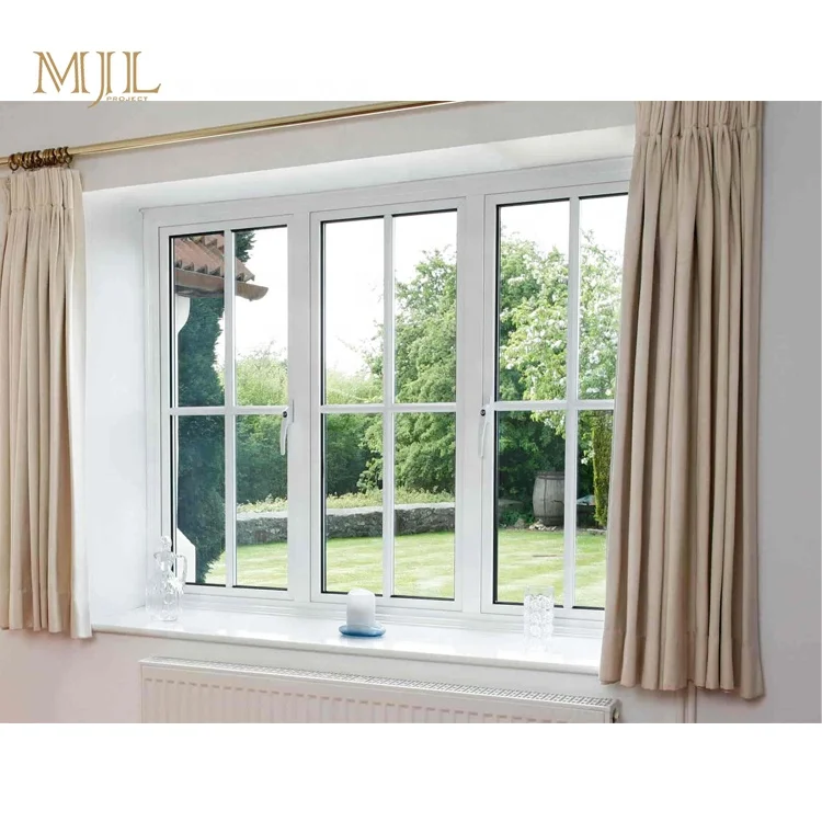 MJL impact glass window upvc pvc grill designs commercial burglar proof casement windows for houses