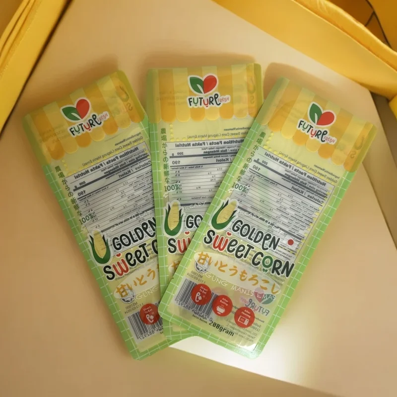Frozen Sweet Pea Sweet Corn Kernel Packaging Design Three-Sided Seal Color Printing Supporting customized Plastic Bag