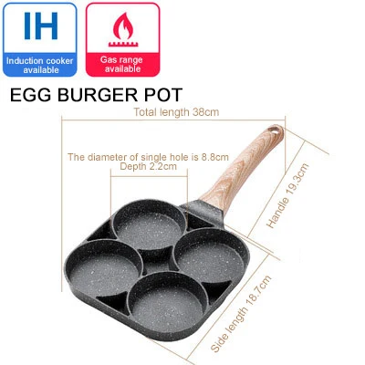 Amazon Hot Selling Multi Function 4 Holes Non-Stick Breakfast Pancake Cooking Egg Frying Pan