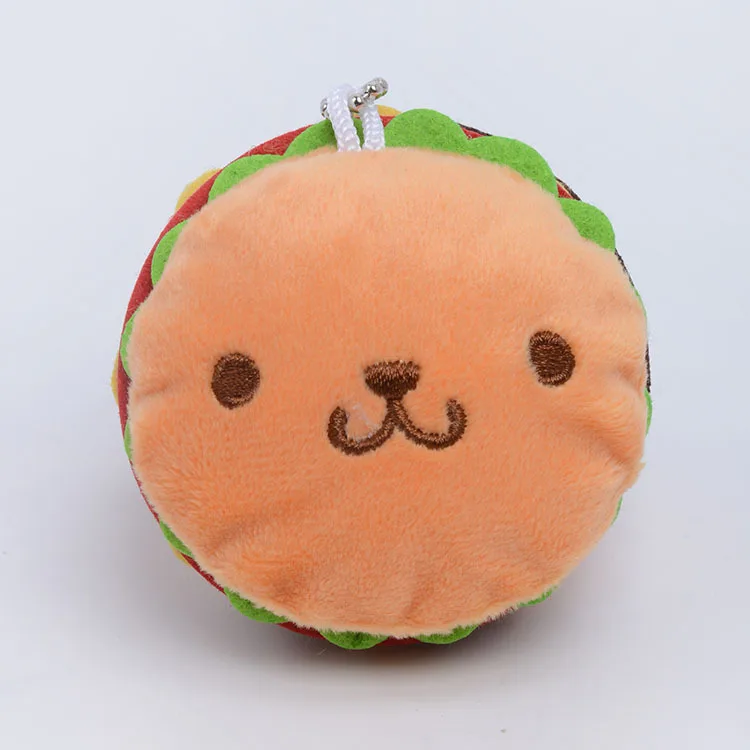handmade lovely stuffed animal wheel loader keychain hamburger cuddly food soft toy for children