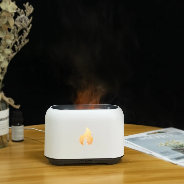 Wood Grain 7 Color LED 150ml Aromatherapy Essential Oil Diffuser Ultrasonic 3D Fire Flame Air Humidifier Aroma Diffuser